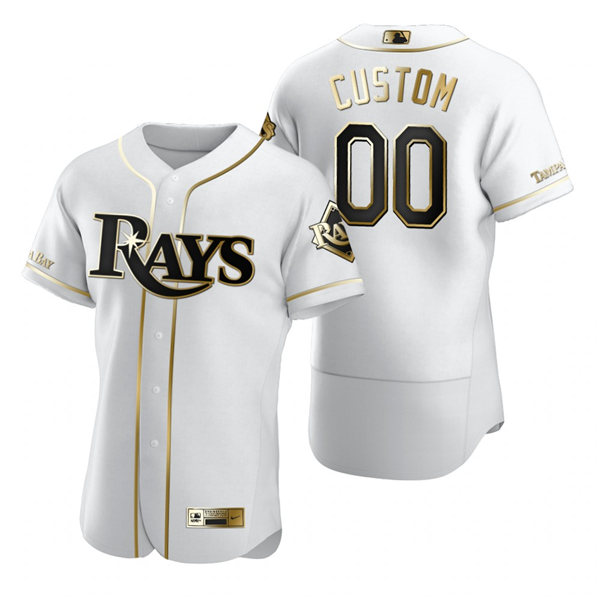 Men's Tampa Bay Rays Custom Nike White Stitched MLB Flex Base Golden Edition Jersey