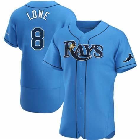 Men's Tampa Bay Rays #8 Brandon Lowe Nike Light Blue Alternate Flex Base Baseball Jersey