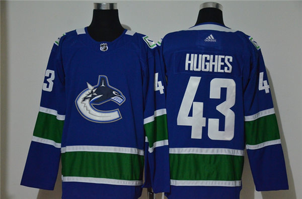 Men's Vancouver Canucks #43 Quinn Hughes adidas Home Blue Authentic Player Jersey