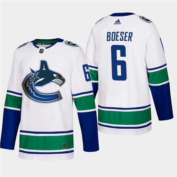 Men's Vancouver Canucks #6 Brock Boeser adidas Away White Authentic Player Jersey