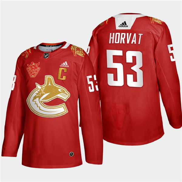 Men's Vancouver Canucks #53 Bo Horvat adidas 2021 Chinese New Year Red Jersey (6)