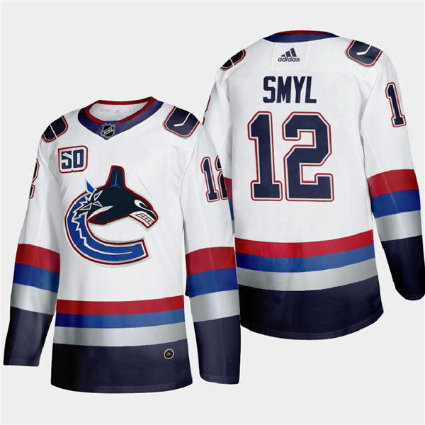 Men's Vancouver Canucks Retired Player  #12 Stan Smyl Adidas  Throwback White 2000's Vintage Authentic Player Jersey