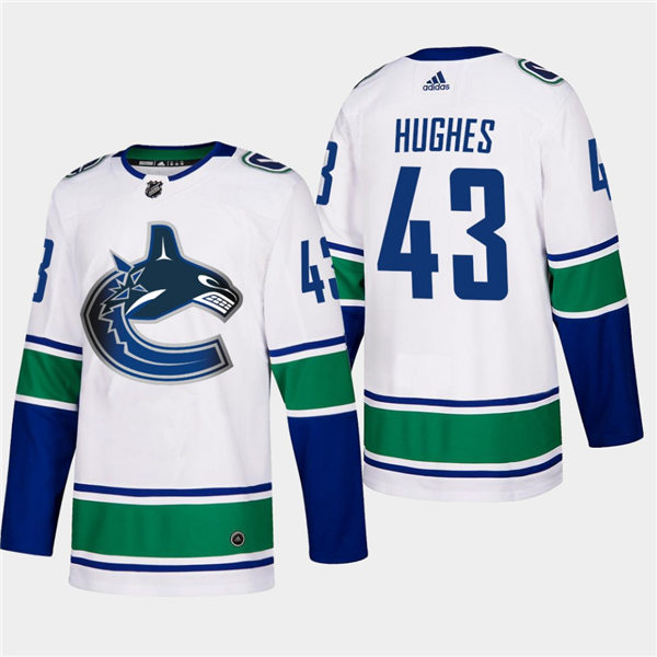 Men's Vancouver Canucks #43 Quinn Hughes adidas Away White Authentic Player Jersey