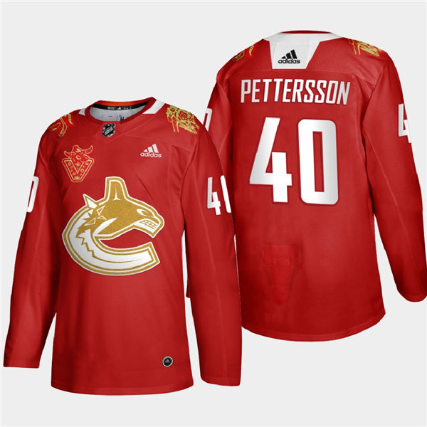 Men's Vancouver Canucks #40 Elias Pettersson adidas 2021 Chinese New Year Red Jersey