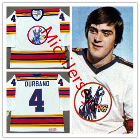 Men's Kansas City Scouts #4 STEVE DURBANO White 1975 CCM Vintage Throwback Home NHL Jersey