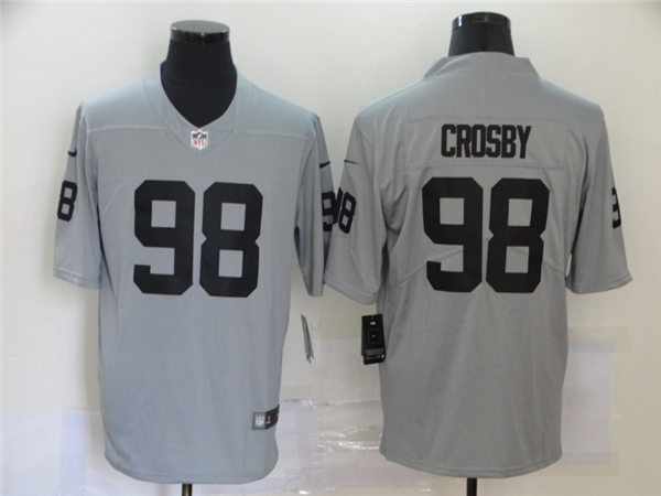 Men's Las Vegas Raiders #98 Maxx Crosby Nike Silver Inverted Legend Jersey