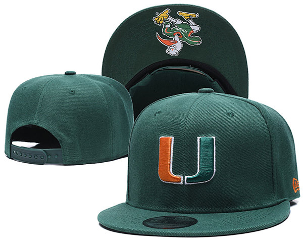 NCAA Miami Hurricanes Greeen Embroidered Snapback Caps GS10-20