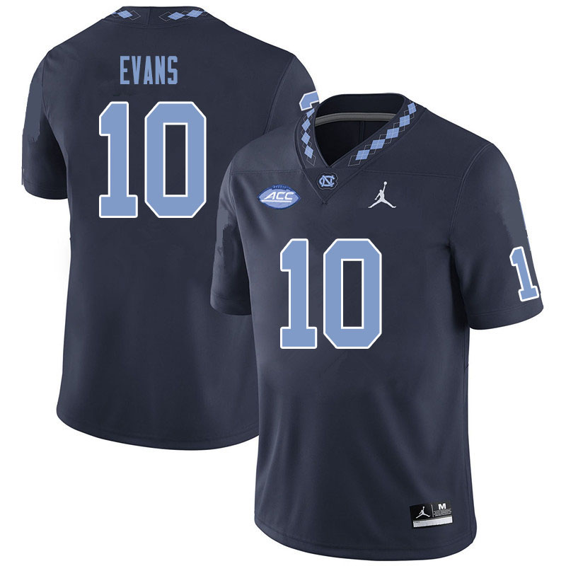 Mens North Carolina Tar Heels #10 Desmond Evans Navy Alternate College Football Jersey