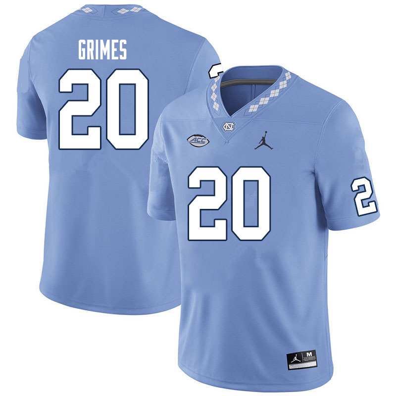 Mens North Carolina Tar Heels #20 Tony Grimes Royal Jordan Brand Stitched NCAA college Football Jersey