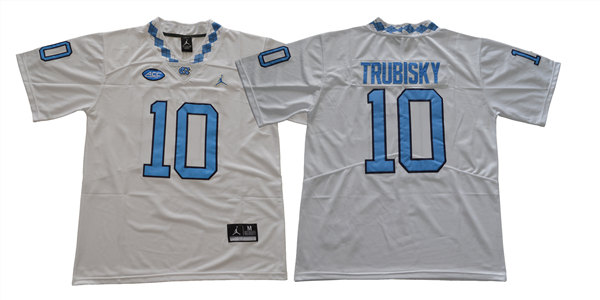 Mens North Carolina Tar Heels #10 Mitchell Trubisky White Jordan Brand Stitched NCAA college Football Jersey
