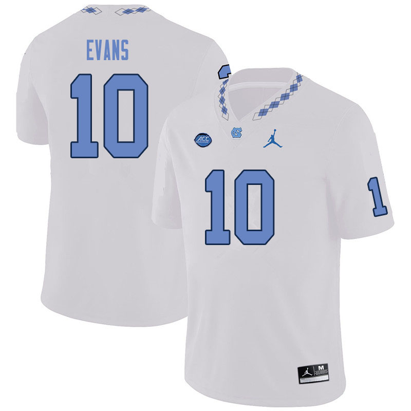 Mens North Carolina Tar Heels #10 Desmond Evans White Jordan Brand Stitched NCAA college Football Jersey