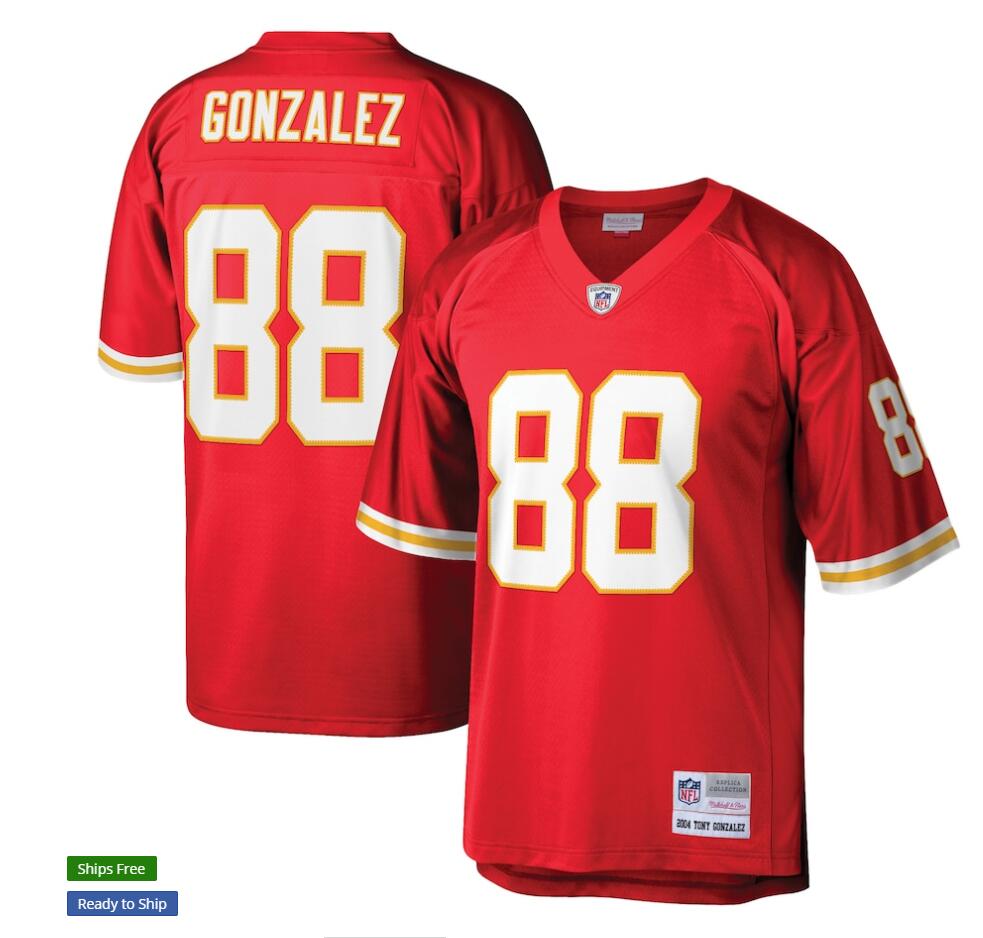 Men's Kansas City Chiefs #88 Tony Gonzalez 2004 Mitchell & Ness Red Retired Player Legacy Throwback Football Jersey