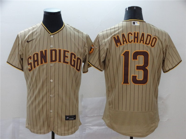 Men's San Diego Padres #13 Manny Machado Nike Tan Brown Alternate Flex Base Baseball Jersey