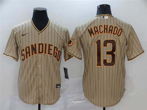 Men's San Diego Padres #13 Manny Machado Nike Tan Brown Alternate Cool Base Baseball Jersey