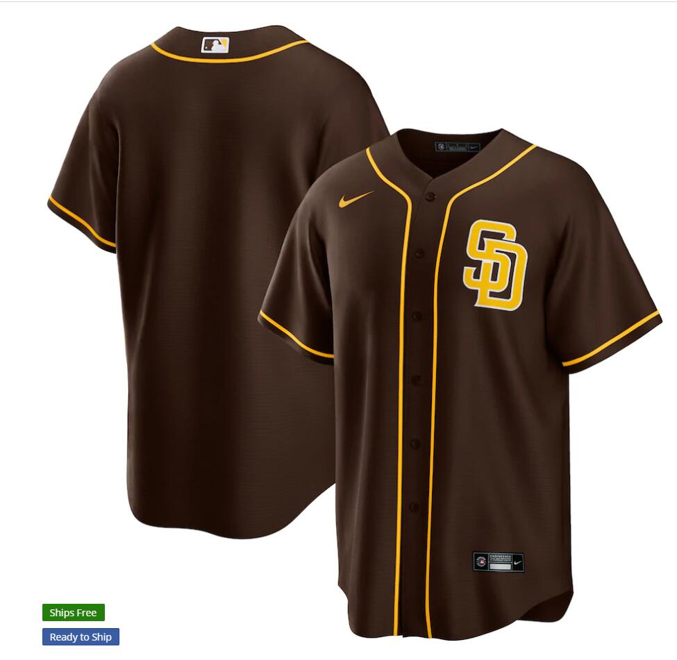 Men's San Diego Padres Blank Nike Brown 2020 Spring Training Replica Team Jersey