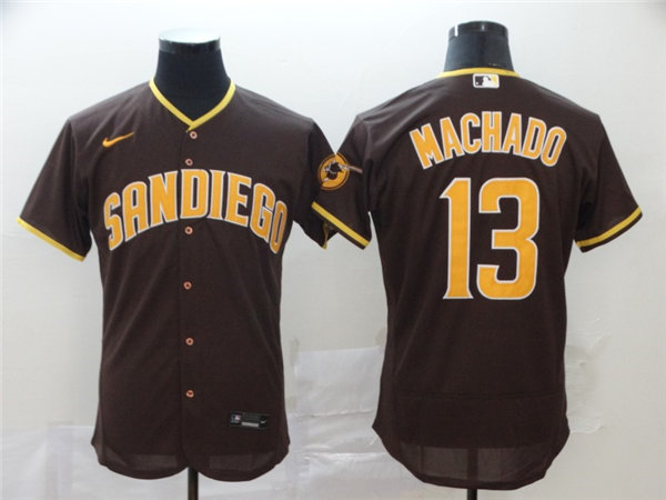 Men's San Diego Padres #13 Manny Machado  Nike Brown Road Player Flex Base Baseball Jersey