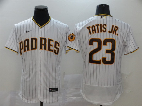 Men's San Diego Padres #23 Fernando Tatis Jr. Nike White Brown Home Flex Base Baseball Jersey