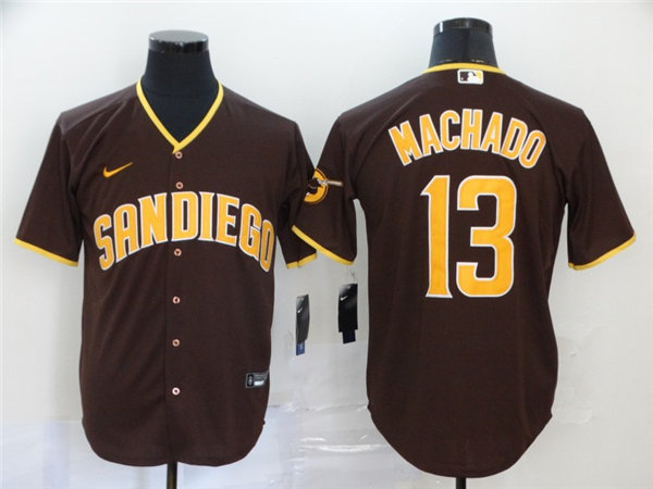 Men's San Diego Padres #13 Manny Machado Nike Brown Road Player Coo Base Baseball Jersey