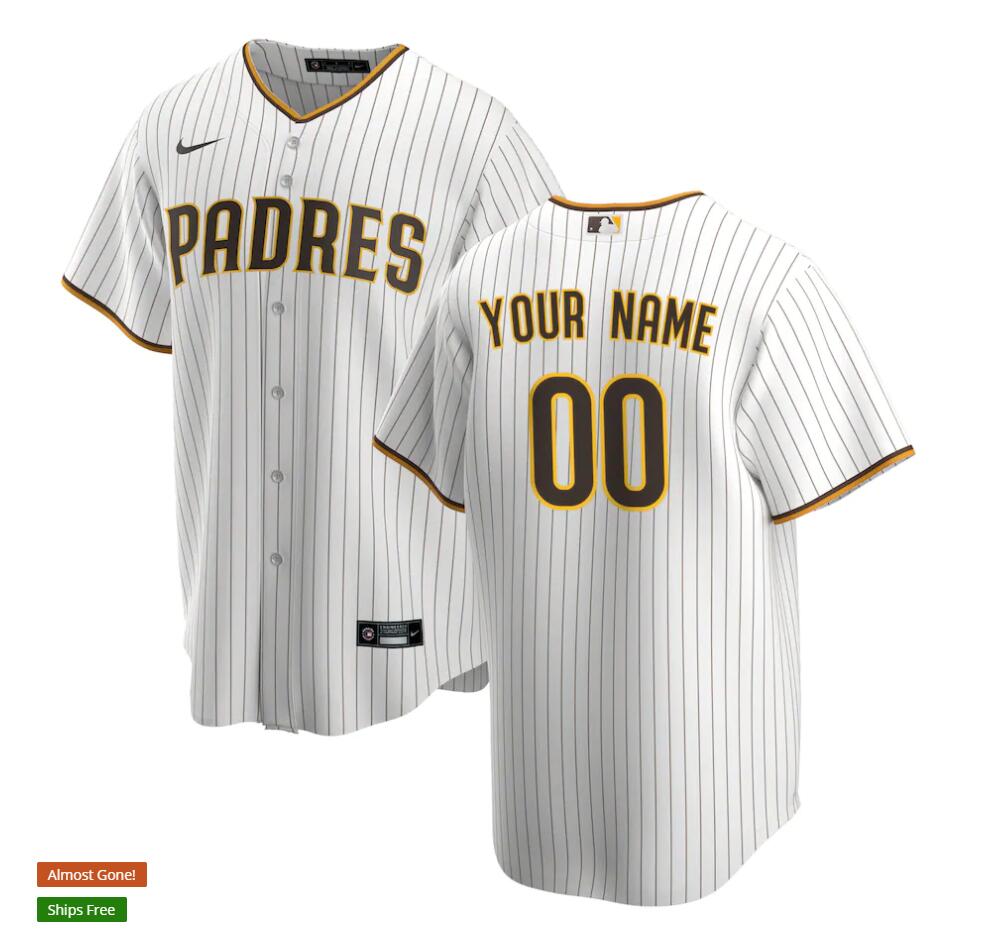 Youth San Diego Padres Nike White Cool Base Custom Kids Baseball Jersey