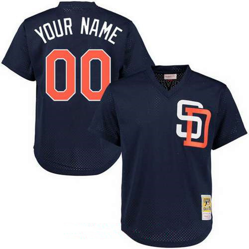 Men's San Diego Padres Navy Blue Mesh Batting Practice Throwback