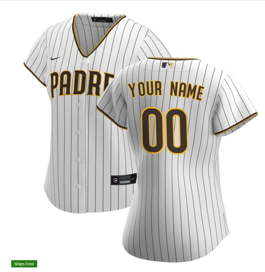 Women's San Diego Padres Nike White Home Cool Base Custom Jersey