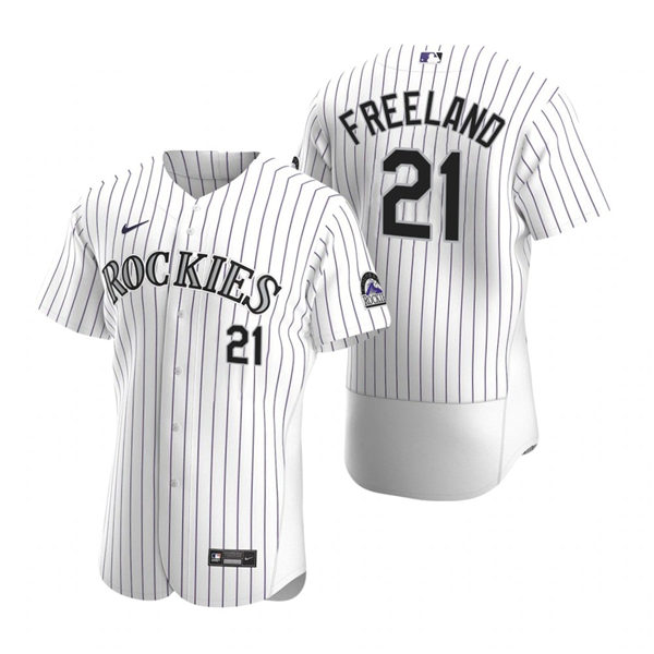 Men's Colorado Rockies #21 Kyle Freeland Nike White Authentic 2020 Home Jersey