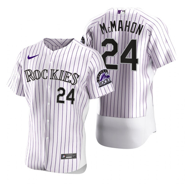 Men's Colorado Rockies #24 Ryan McMahon Nike White Pinstripe Home Flex Base Jersey