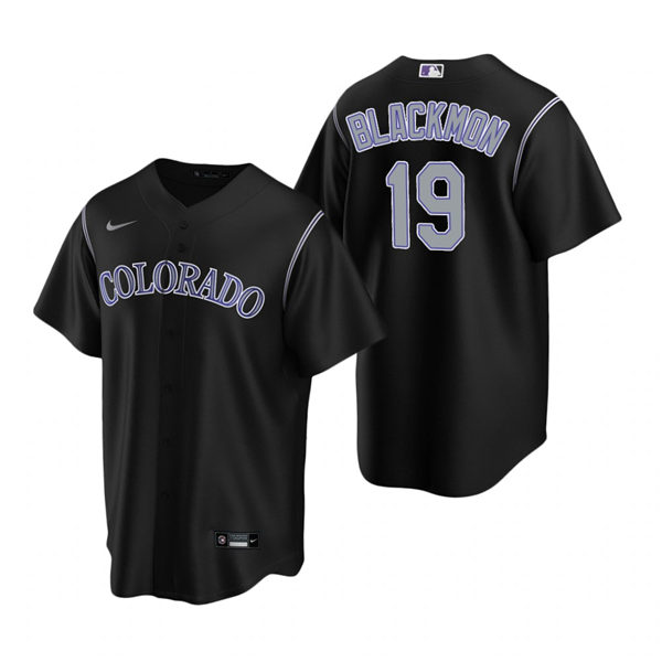 Men's Colorado Rockies #19 Charlie Blackmon Nike Black Replica Alternate Jersey