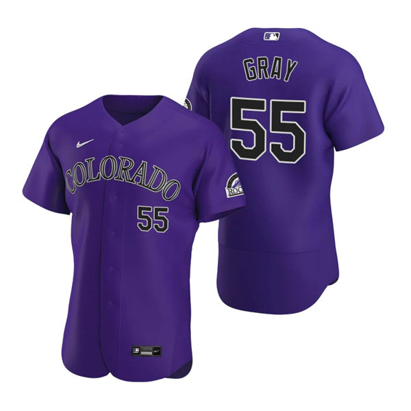 Men's Colorado Rockies #55 Jon Gray Nike Purple Alternate Flex Base Jersey