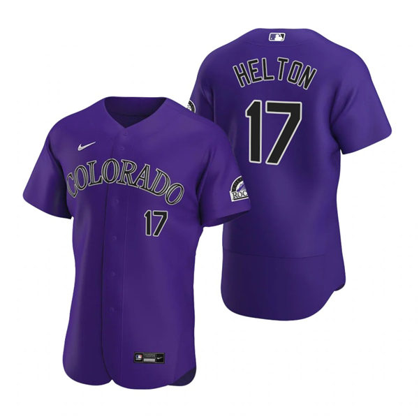 Men's Colorado Rockies Retired Player #17 Todd Helton Nike Purple Alternate Flex Base Jersey