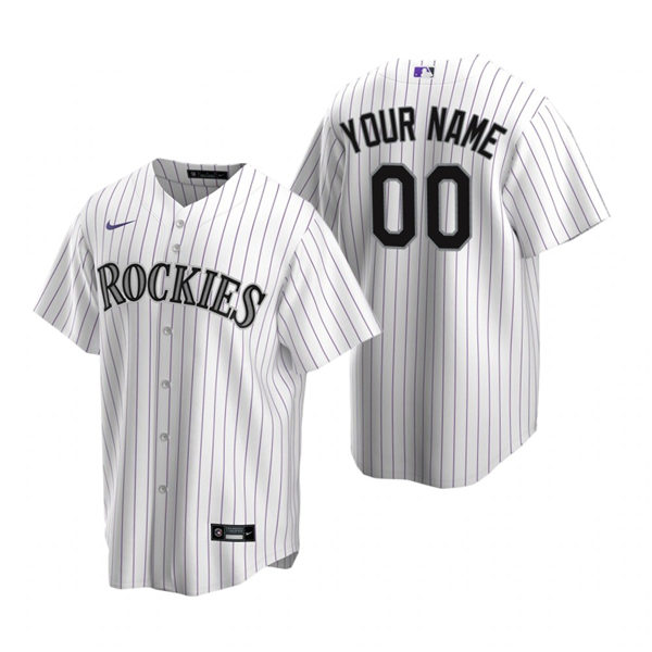 Men's Colorado Rockies Custom Nike White Pinstripe Stitched MLB Cool Base Home Jersey