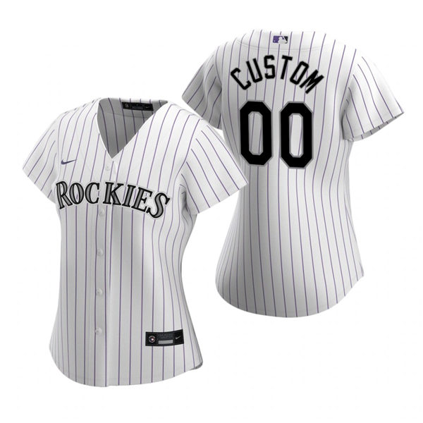 Women's Colorado Rockies Custom Nike White Pinstripe Home Jersey