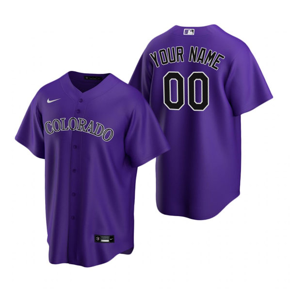 Youth Colorado Rockies Custom Nike Purple Stitched MLB Cool Base Jersey