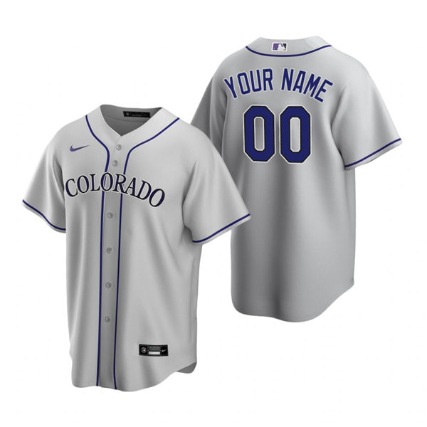 Youth Colorado Rockies Custom Nike Gray Stitched MLB Cool Base Road Jersey