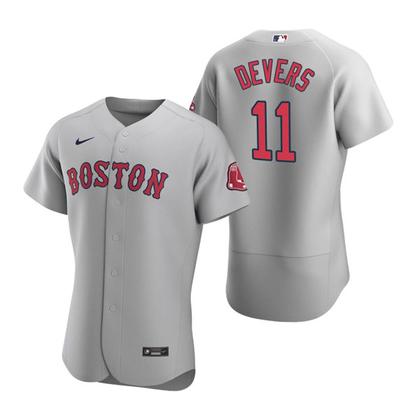 Men's Boston Red Sox #11 Rafael Devers Nike Gray Road Flex Base Jersey