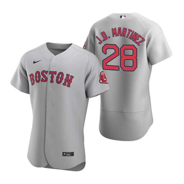 Men's Boston Red Sox #28 J.D. Martinez Nike Gray Road Flex Base Jersey