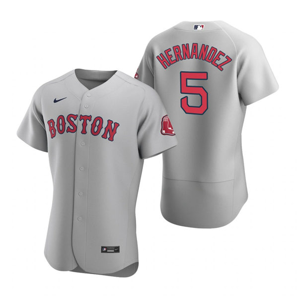 Mens Boston Red Sox #5 Enrique Hernandez Nike Gray Authentic Road Jersey
