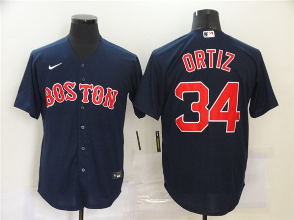 Men's Boston Red Sox  Retired Player #34 David Ortiz Nike Navy Home Cool Base Jersey