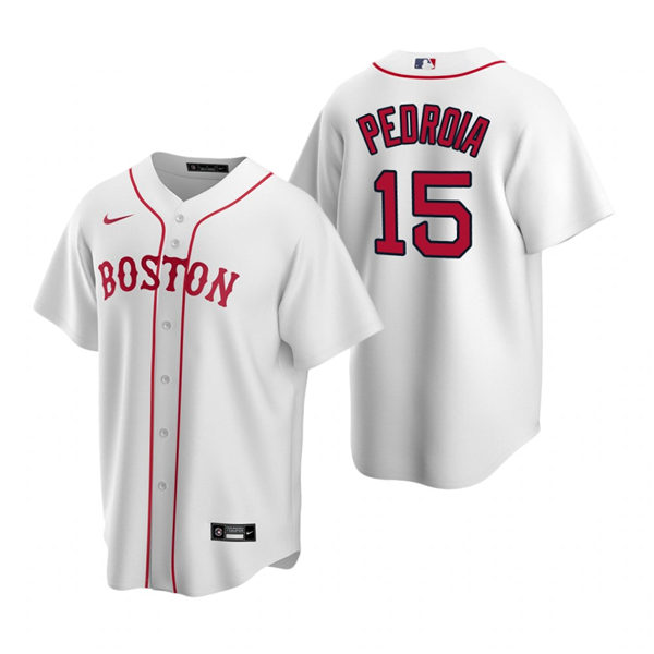 Men's Boston Red Sox #15 Dustin Pedroia  Nike White Alternate Boston Jersey