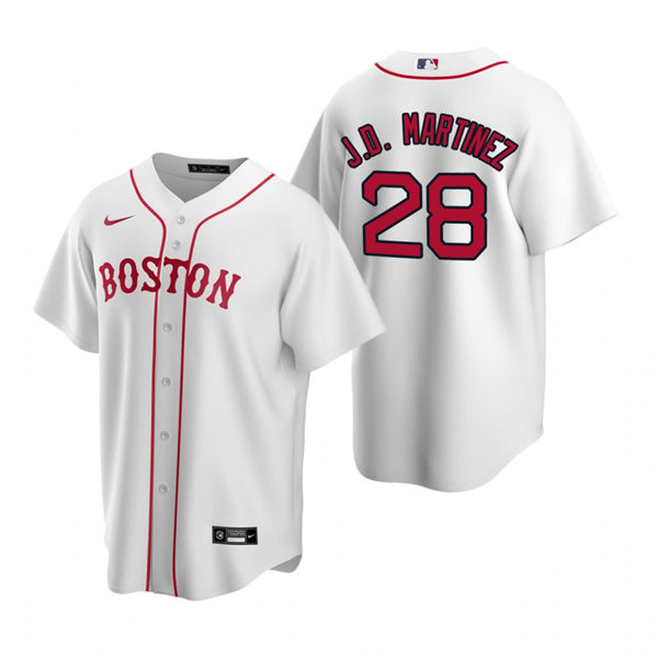 Men's Boston Red Sox #28 J.D. Martinez Nike White Alternate Boston Jersey