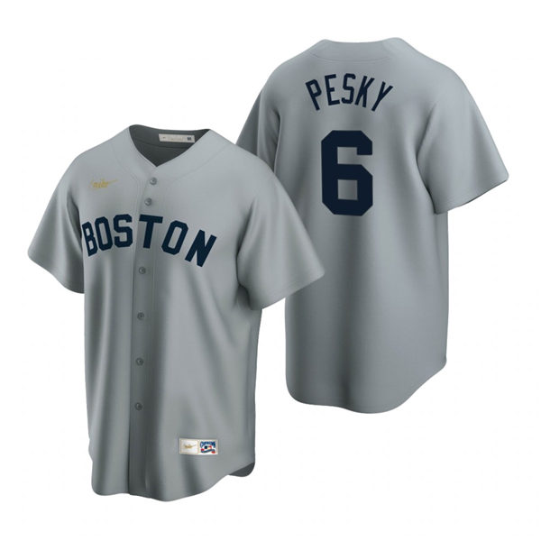 Men's Boston Red Sox  Retired Player #6 Johnny Pesky  Nike Gray Cooperstown Collection Road Jersey