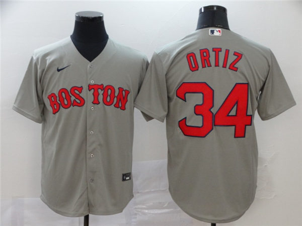 Men's Boston Red Sox  Retired Player #34 David Ortiz Nike Gray Road Cool Base Jersey