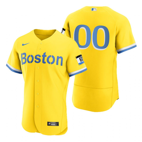 Men's Boston Red Sox Custom Yellow 2021 City Connect Authentic Jersey