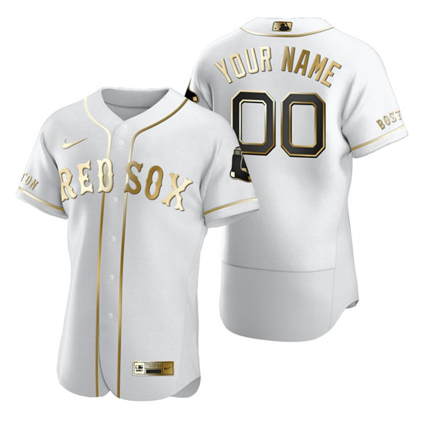 Men's Boston Red Sox Custom Nike White Stitched MLB Flex Base Edition Jersey