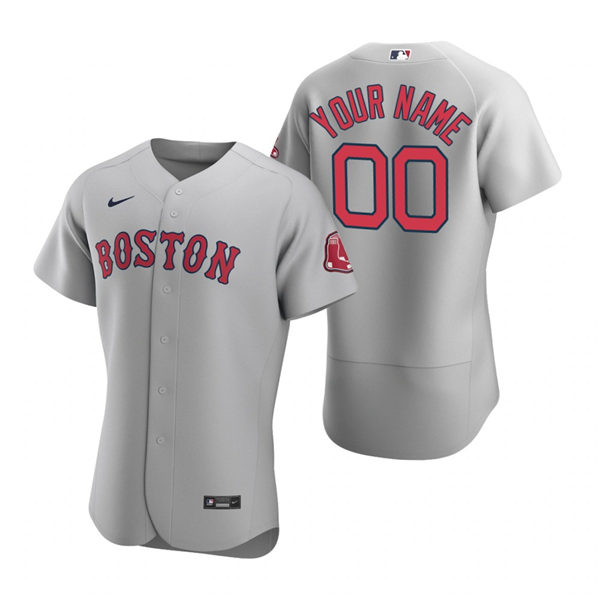 Men's Boston Red Sox Custom Nike Gray Authentic Road Flex Base Jersey