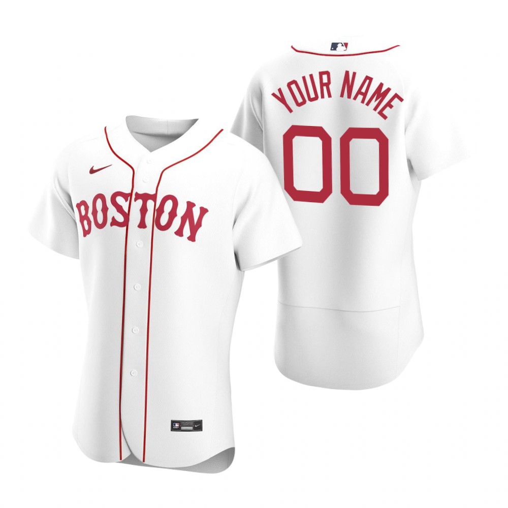 Men's Boston Red Sox Custom Nike White Alternate Flex Base Jersey