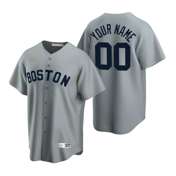 Men's Boston Red Sox Custom Nike Gray Cooperstown Collection Road Jersey