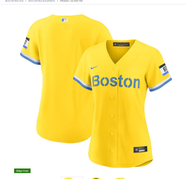 Women's Boston Red Sox Nike Gold Light Blue 2021 City Connect Replica Jersey
