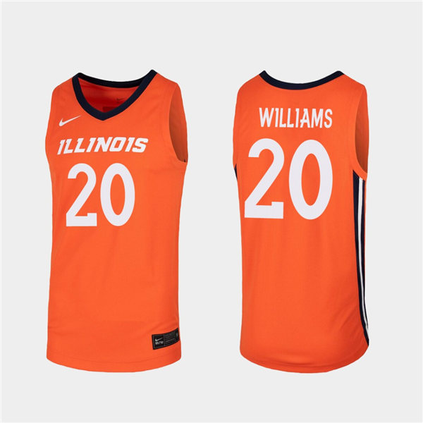 Men's Illinois Fighting Illini #20 Da'Monte Williams Nike Orange V-Neck NCAA College Basketball Jersey