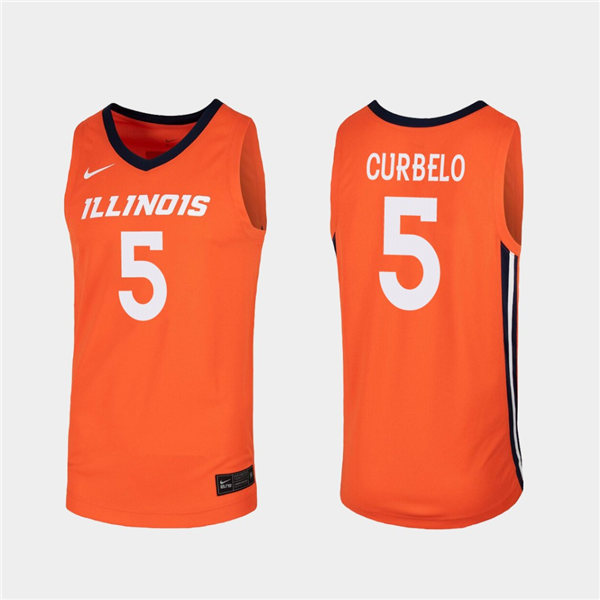 Men's Illinois Fighting Illini #5 Andre Curbelo Nike Orange V-Neck NCAA College Basketball Jersey